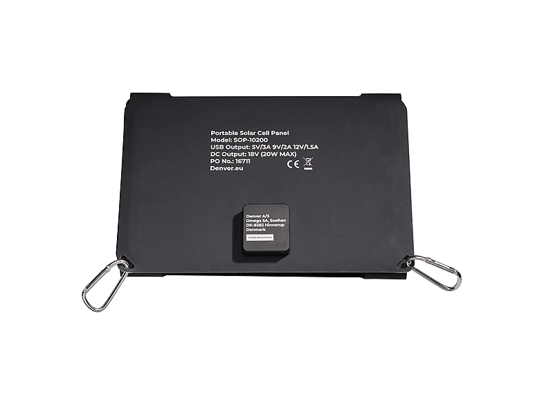 DENVER SOP-10200 Tragbares Solarzellen Panel, 20 W Solarpanel