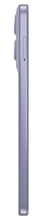 Widok z boku jasnofioletowego smartfona. Przyciski na górze, głośności i zasilania. Gniazdo kart i mały otwór mikrofonu.