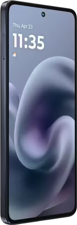 Smartfon pokazuje godzinę 11:35, 23 kwietnia. Ma zakrzywiony ekran. Tło przedstawia rozmyty, abstrakcyjny wzór.