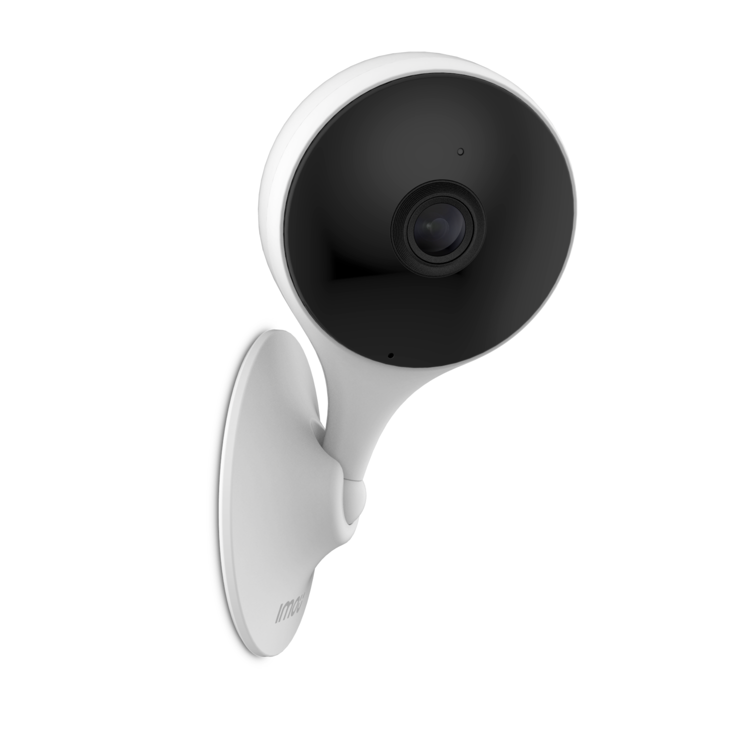 A white security camera with a black front, mounted on a black background. The camera is labeled 'imou'.