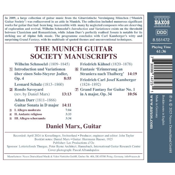 CD-Cover mit Text über Gitarrenmusik, Komponistennamen und einer Spielzeit von 61:36. Enthält das Naxos-Logo.