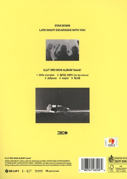 Gelber Albumcover mit Silhouetten von Menschen und einem Auto. Text enthält Albumtitel und Titelliste.