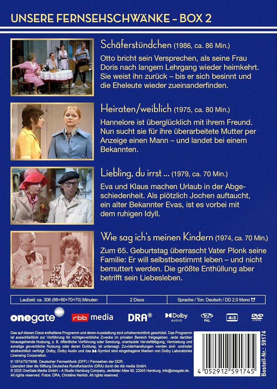 Film-Box-Set-Cover. Text mit Titeln von vier TV-Episoden. Bilder aus den Episoden sind abgebildet.