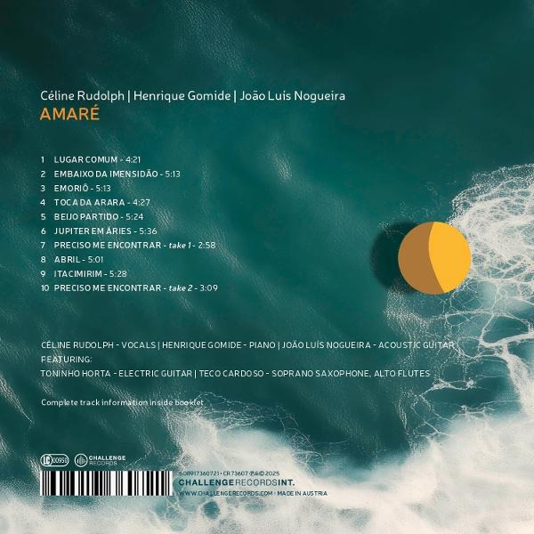Albumcover mit Titelliste, Künstlernamen und einem gelben Kreis. Der Hintergrund hat ein wellenförmiges, blaugrünes Muster.