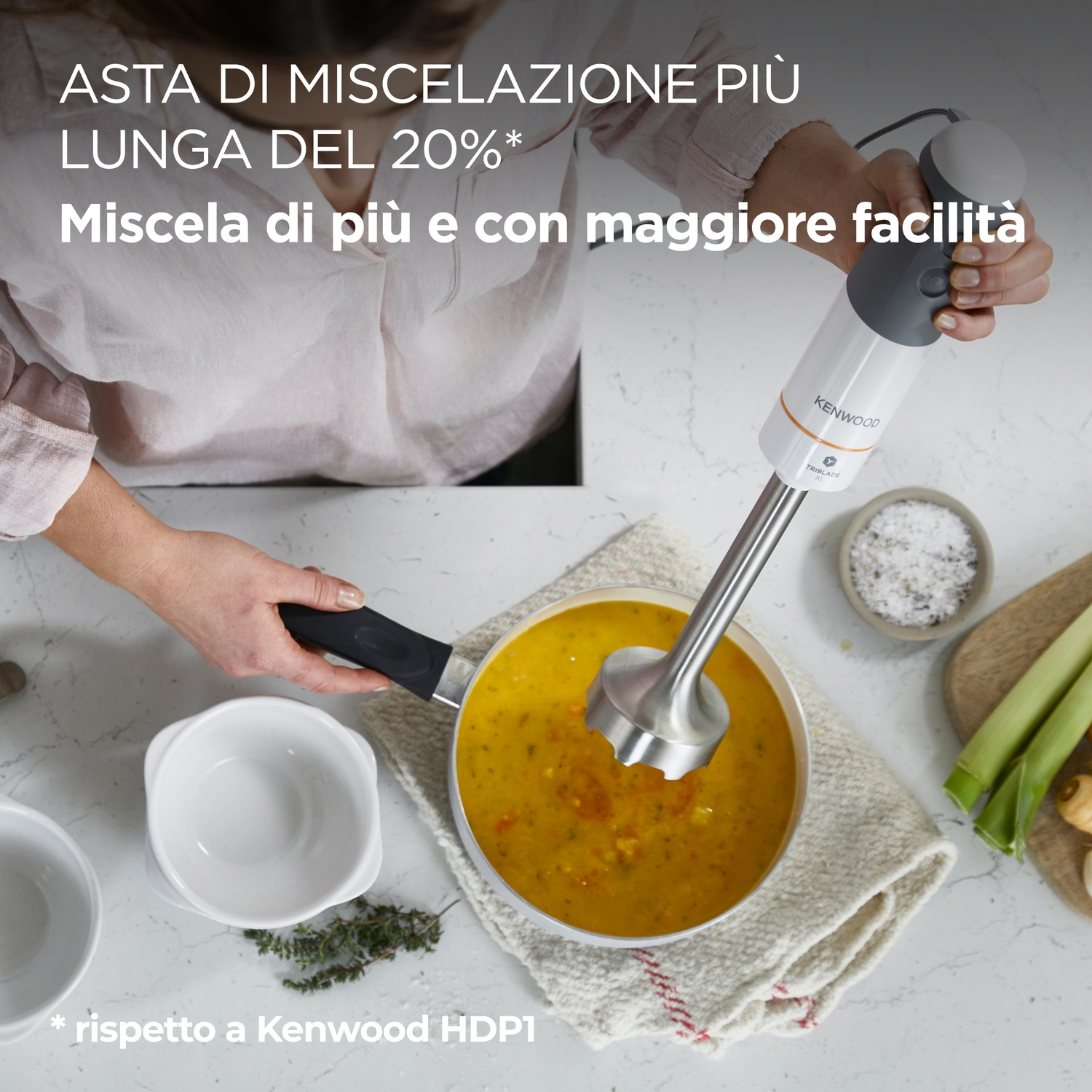 ACOQOOS Frullatore A Immersione 1000W, 6 Velocità + Turbo, Test Vincitore, Con Tritatutto E Tazza 600ml, Acciaio Inox