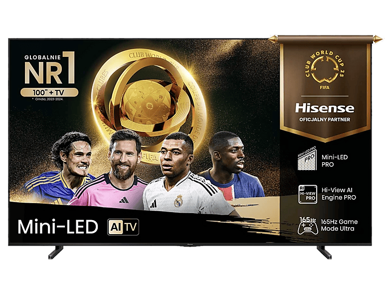 Hisense 100U8Q 100" ULED MiniLED 4K 165Hz Smart TV Funkcje AI Dolby Vision Dolby Atmos HDMI 2.1 DVB-T2