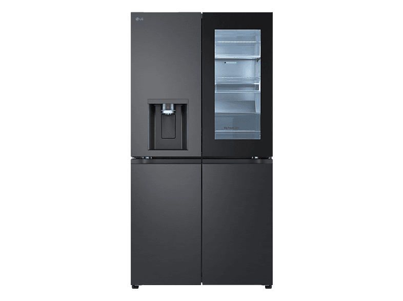 LG GMG960MMSD mit Craft Ice, InstaView® Multi-Door mit Craft Ice French Door (638 l, E, 1792 mm hoch, Essence Black Steel)