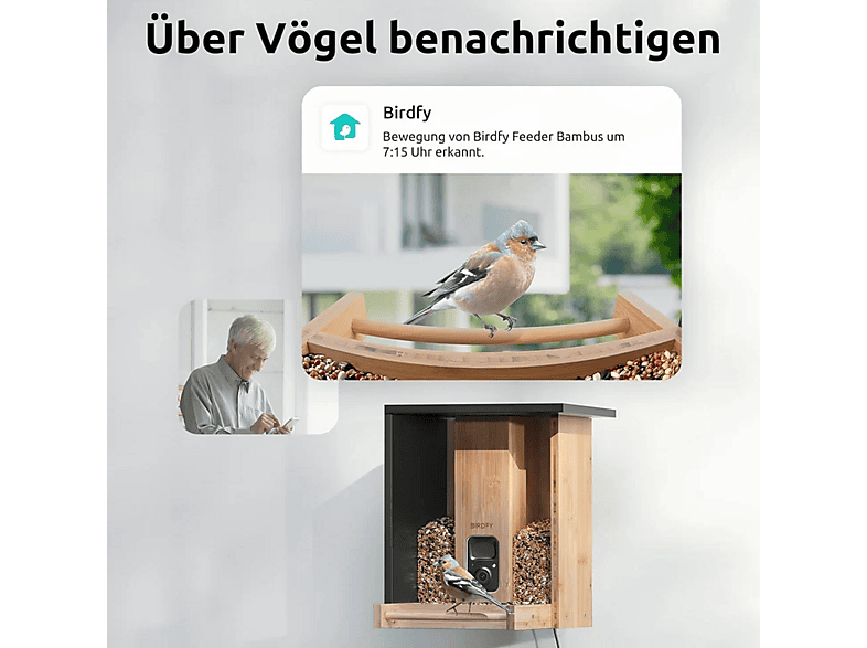 Birdfy Bamboo, Futterstelle mit Kamera und Solarpanel — Foto 2 von 3