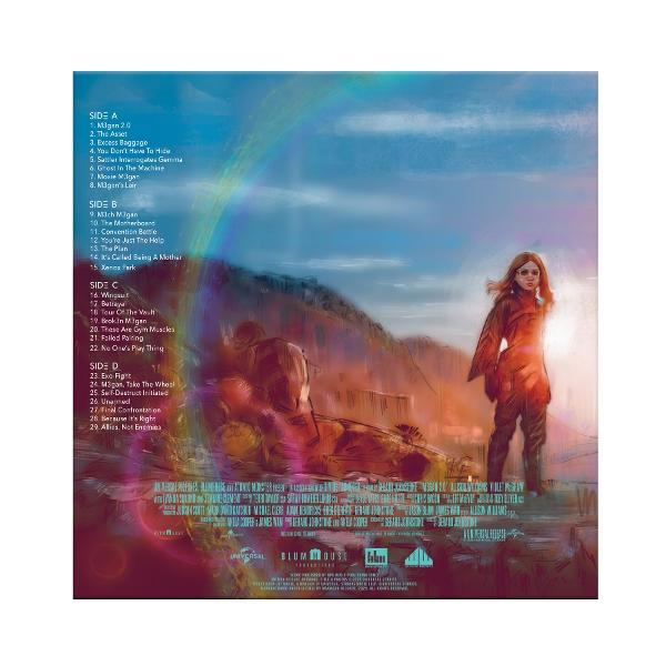 Eine Person steht auf einem Felsen, Regenbogen im Hintergrund, Album-Trackliste links, Filmabspann unten.