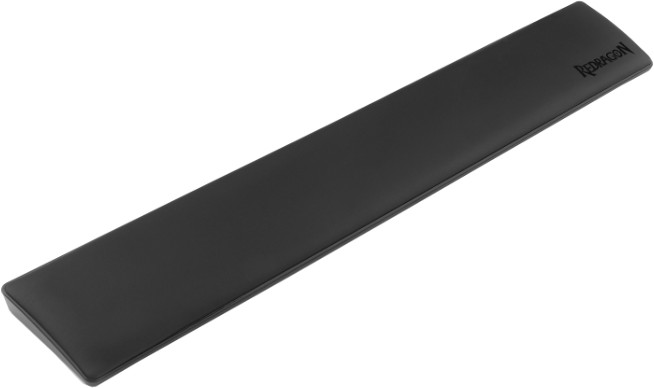 Czarna podpórka pod nadgarstek Redragon do klawiatury. Jest prostokątna i ma wyściełaną powierzchnię.