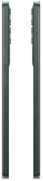 Dwa widoki z boku szarego smartfona. Przyciski i aparat są widoczne z boku. Białe tło.