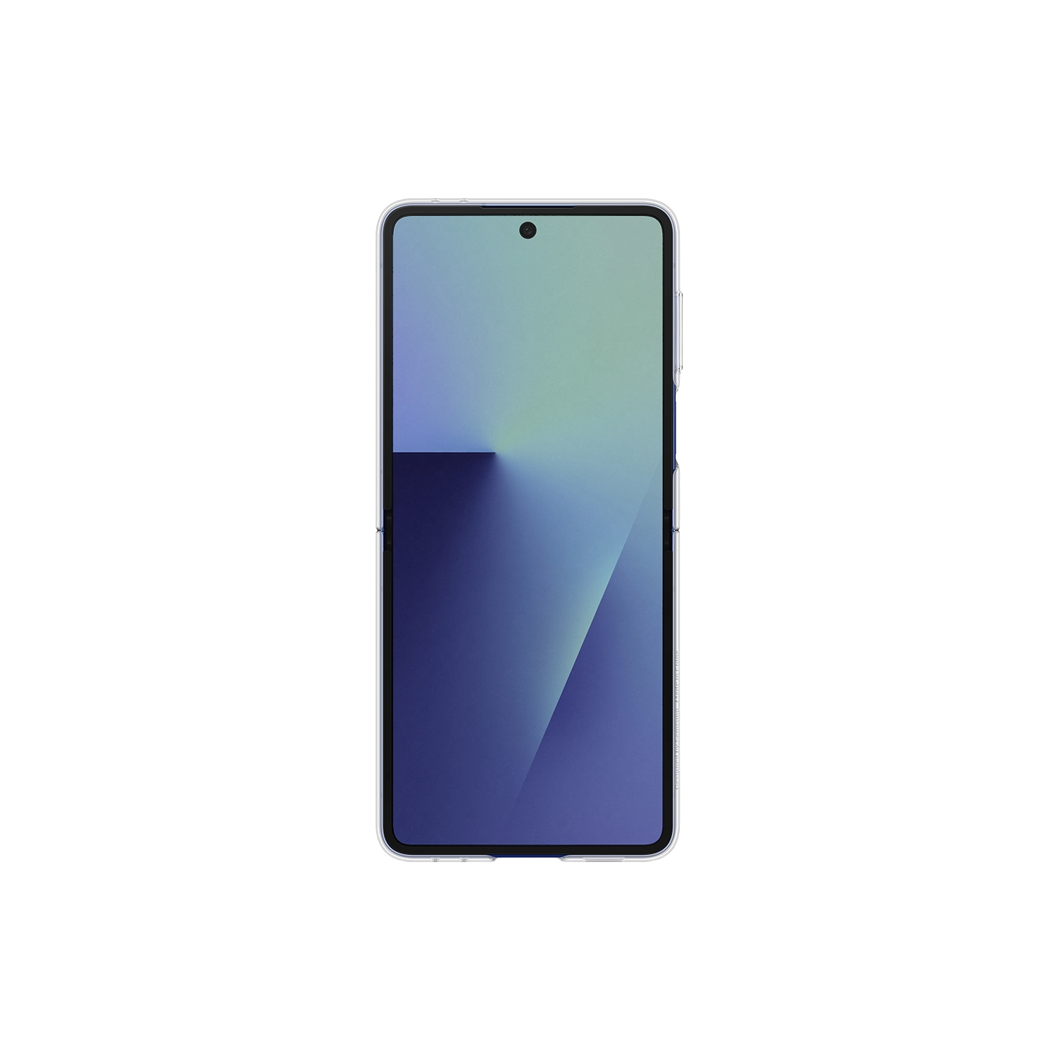 Un teléfono inteligente sobre fondo negro. La pantalla muestra un gradiente azul y verde.