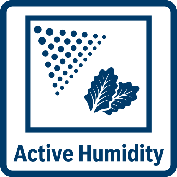Mavi noktalar, yapraklar ve 'Active Humidity' yazılı bir kare içinde simge.
