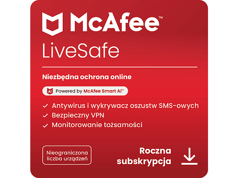 Kod aktywacyjny MCAFEE Program LiveSafe (1 rok)