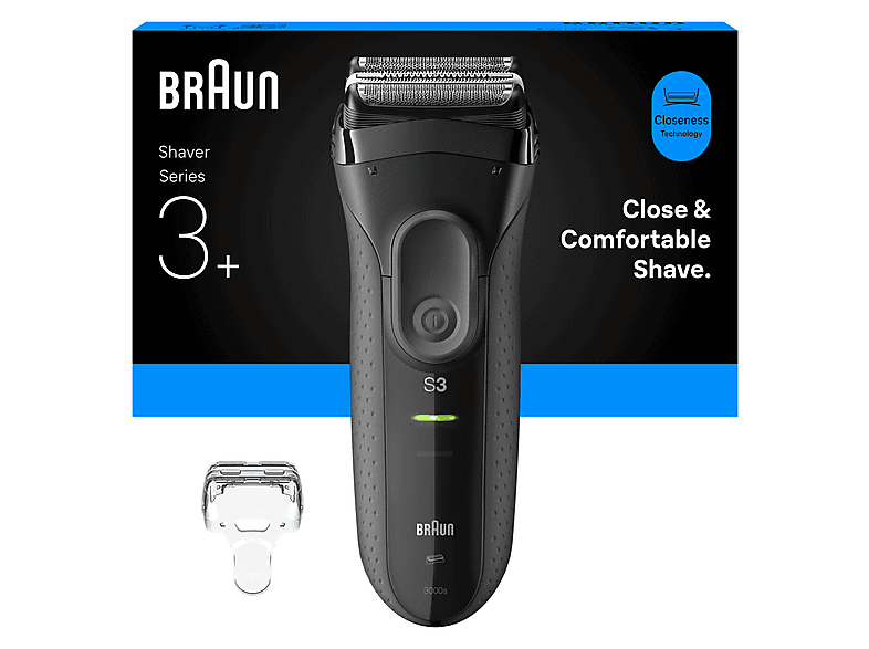 Braun 3000s Rasierer (Akkubetrieb, Schwarz, Vibrierende Scherfolien)