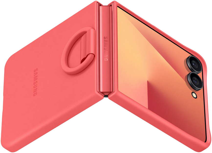 SAMSUNG Galaxy Flip7 szilikon tok gyűrűvel, koral (EF-PF766TREGWW)