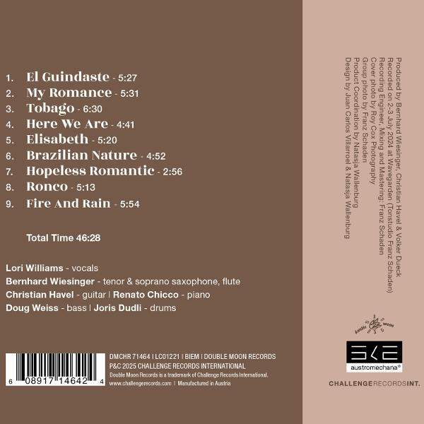 Albumcover. Brauner Hintergrund mit Songtiteln, Künstlernamen und Produktionsangaben. Enthält einen Barcode und Logos des Labels.