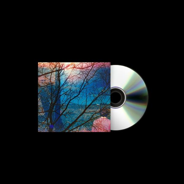 CD-Hülle mit Naturszene und einer CD. Die Hülle zeigt die Silhouette eines Baumes vor blauem und rosa Himmel, CD rechts.