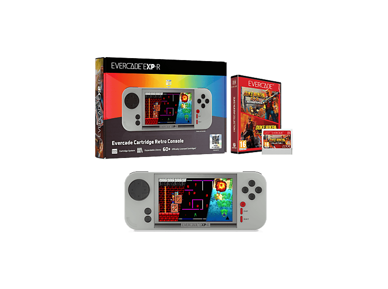 Consola retro portátil - Evercade EXP-R, 4.3" IPS, USB-C, Gris + Juego Duke Nukem Collection 1