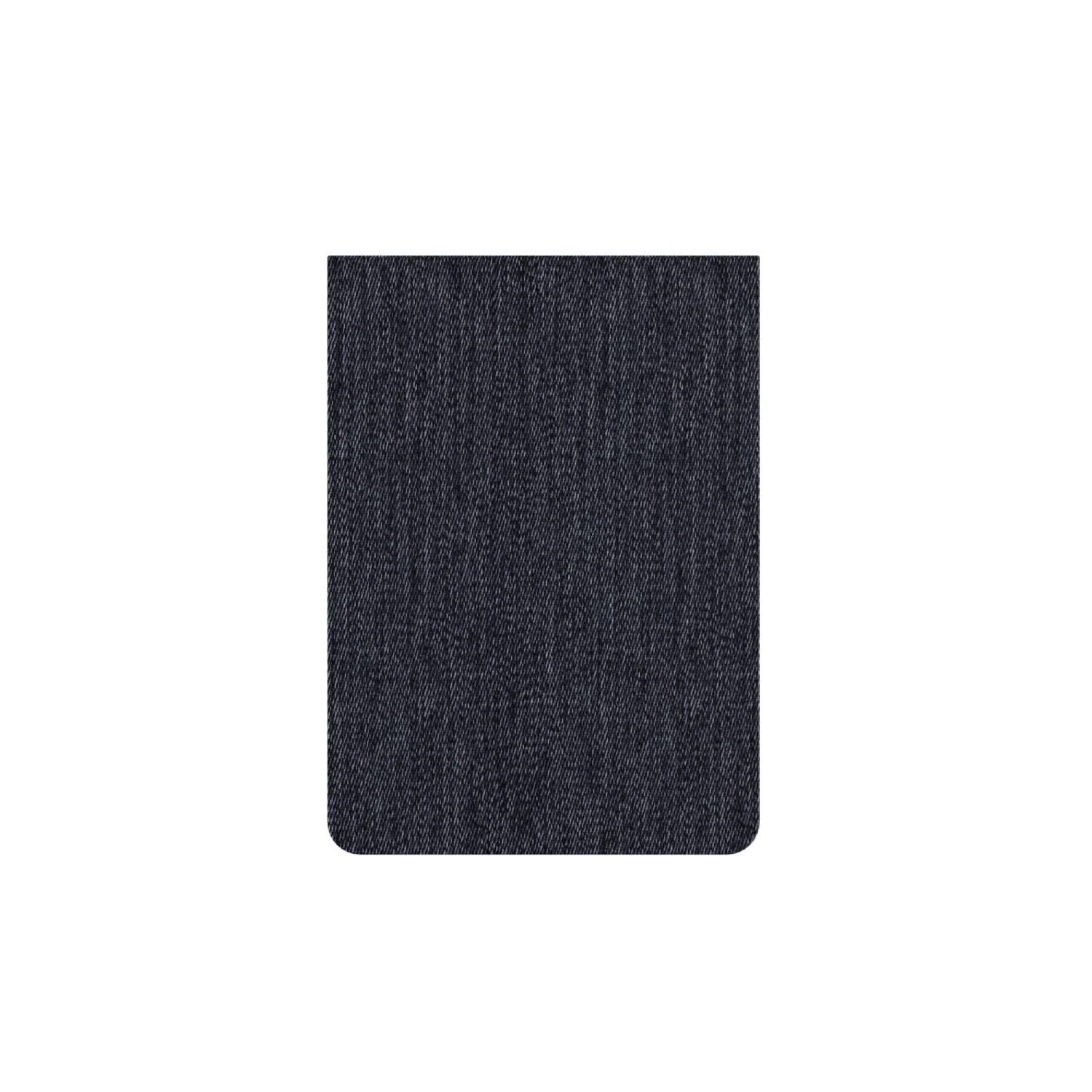 Un parche rectangular de mezclilla, bordes redondeados, centrado en un fondo blanco. La mezclilla es azul oscuro, con textura tejida visible.