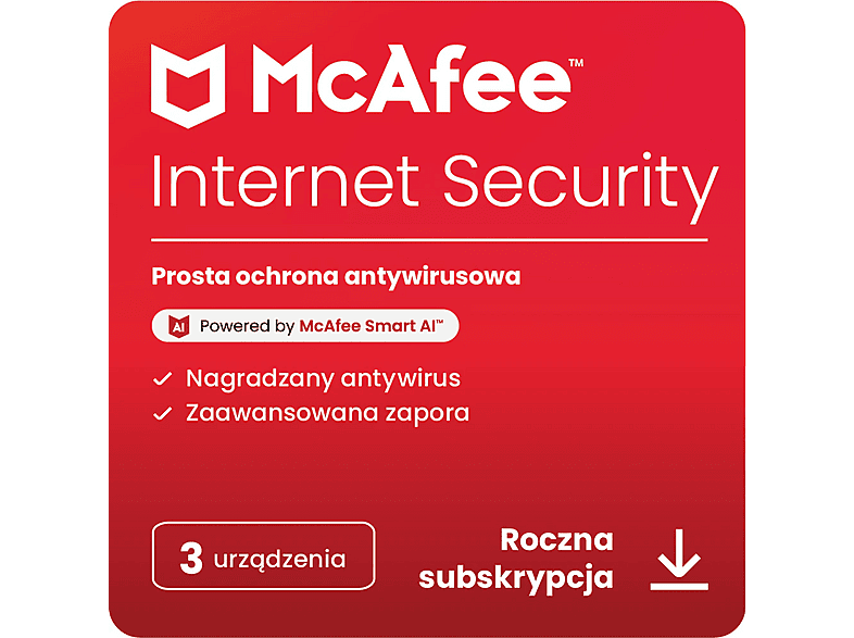 Mcafee Kod Aktywacyjny Program Internet Security (3 Urządzenia, 1 Rok)