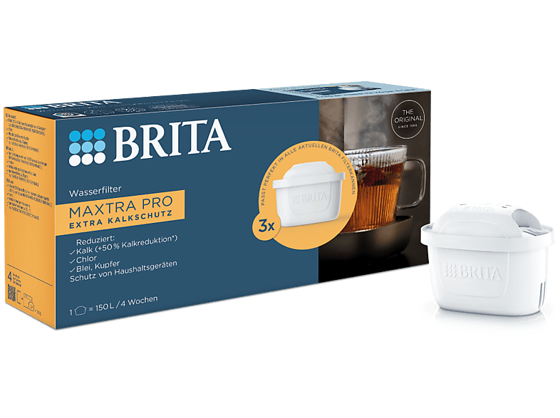Brita 121389 Maxtra Pro Extra, 3er Filterkartuschen, reicht bis zu 150 l oder 4 Wochen, Weiß