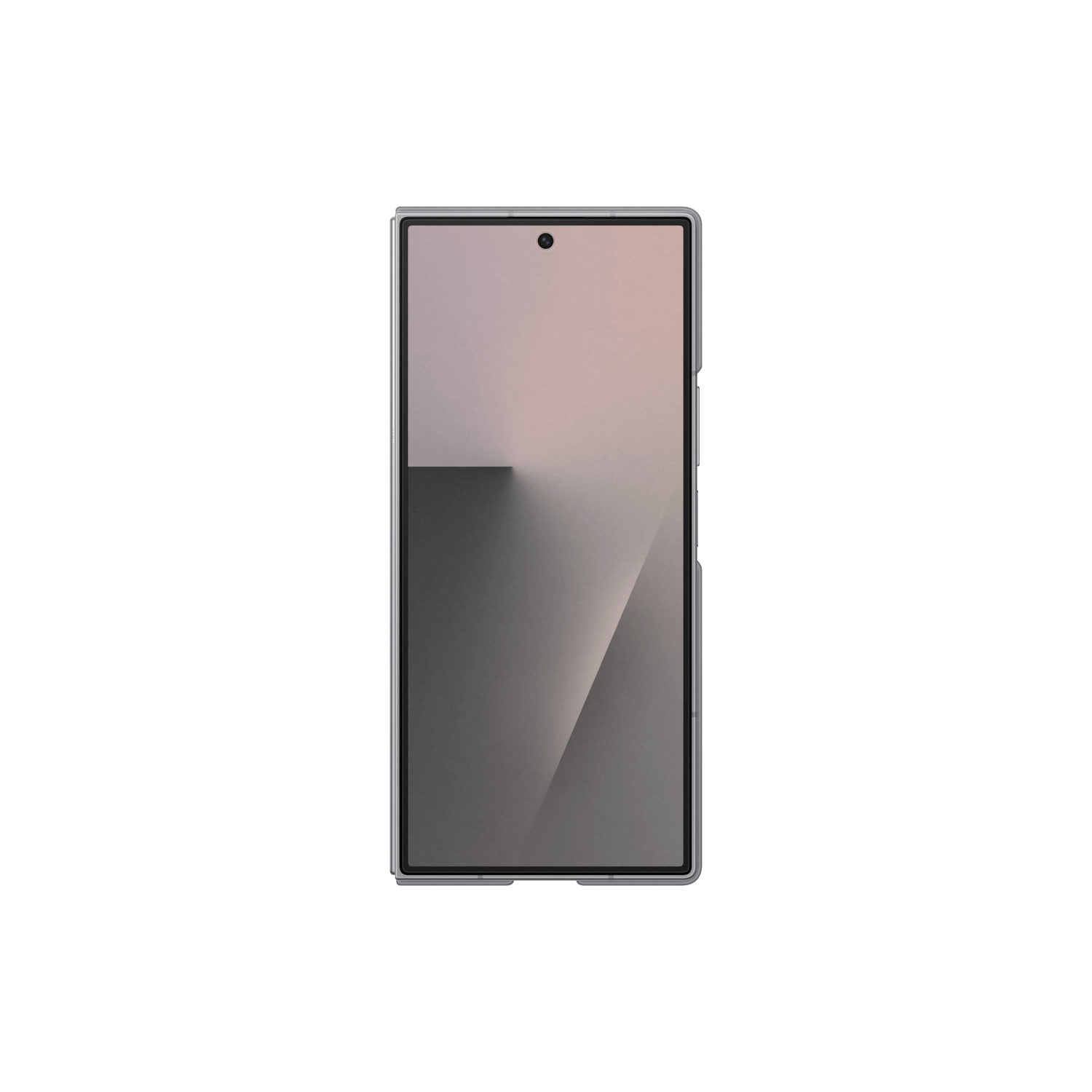 Un smartphone avec un écran dégradé clair sur un fond noir.