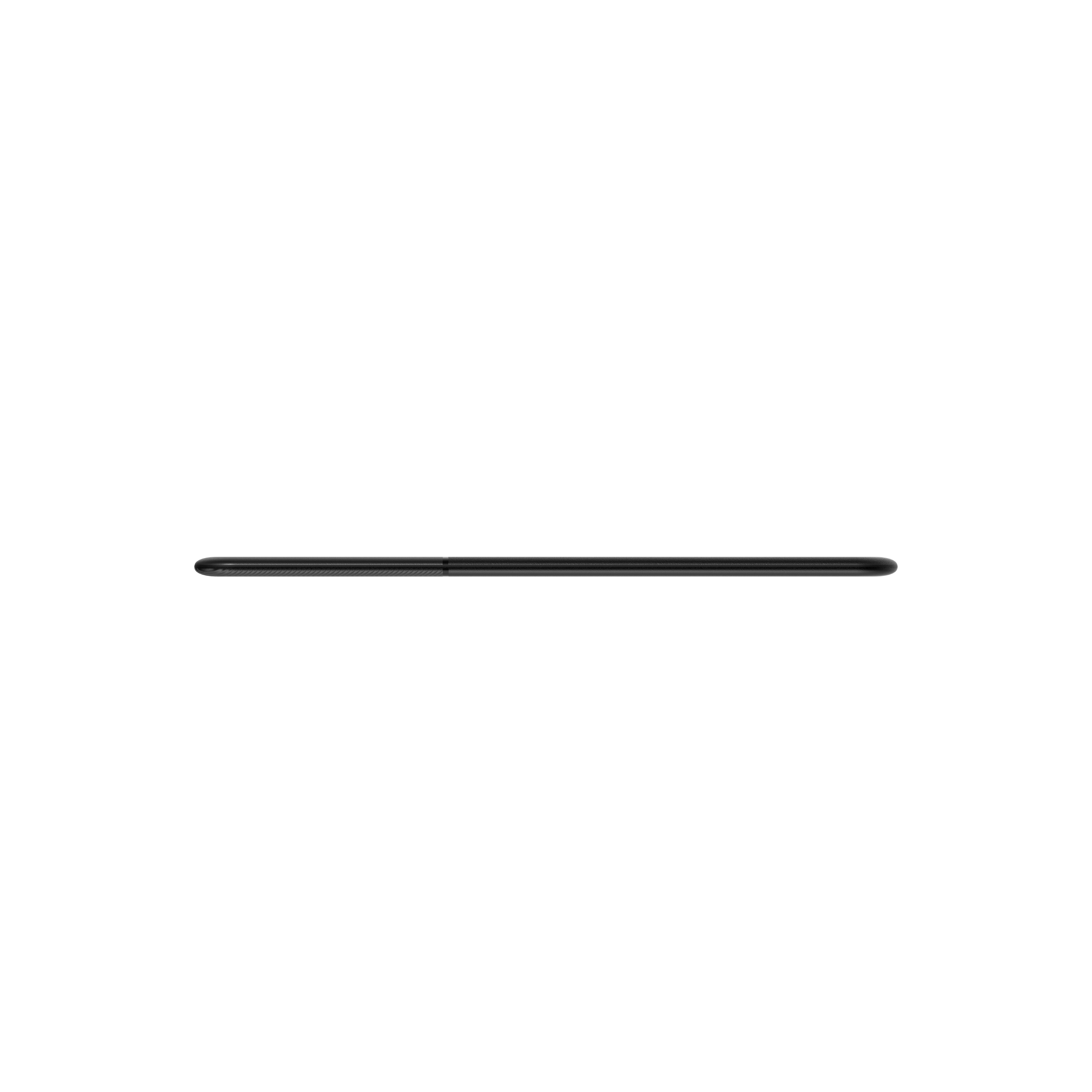Ein schwarzer, horizontaler Stift vor weißem Hintergrund. Der Stift ist dünn und länglich.