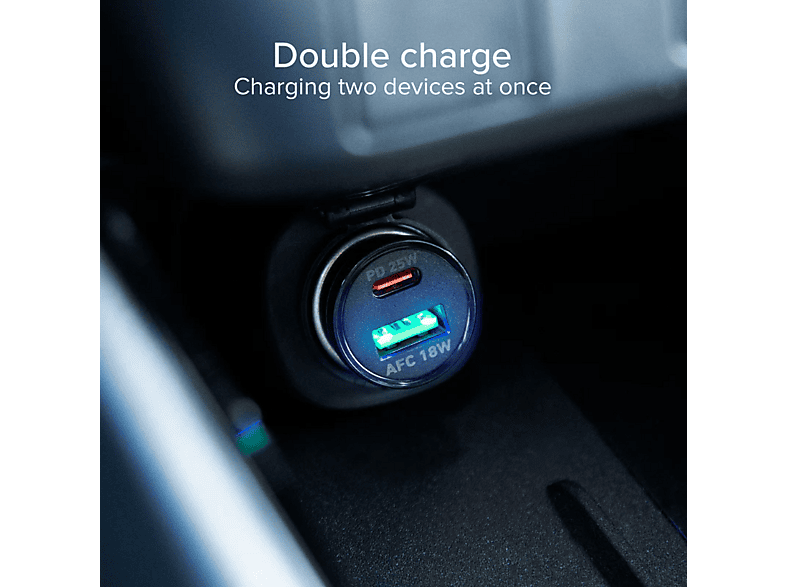 SBS 29067 Autoladegerät mit PD und AFC, 25W, 1x USB-Type-C und 1x USB-Type-A — Foto 3 von 3
