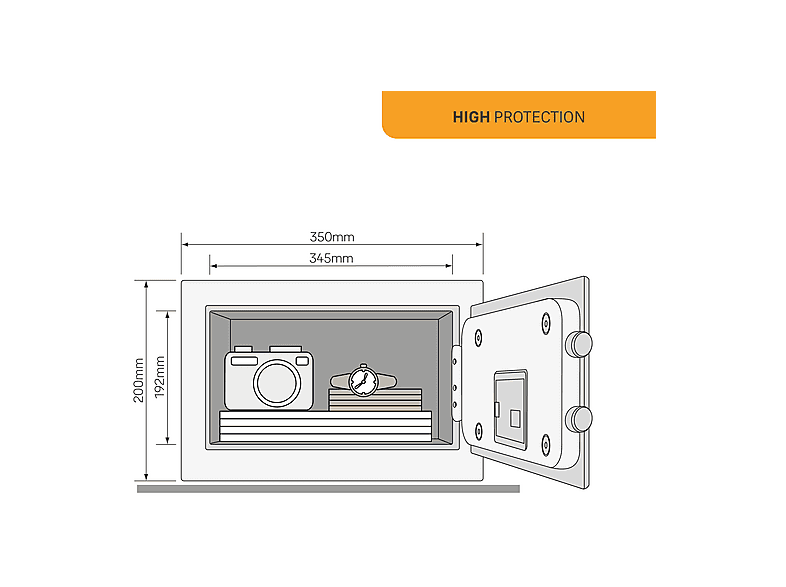 Thumbnail - YALE YSFB/200 - Elektronischer High Security Safe mit Tastenfeld & Fingerabdrucksensor, 16.3 l, Fingerprint Tresor