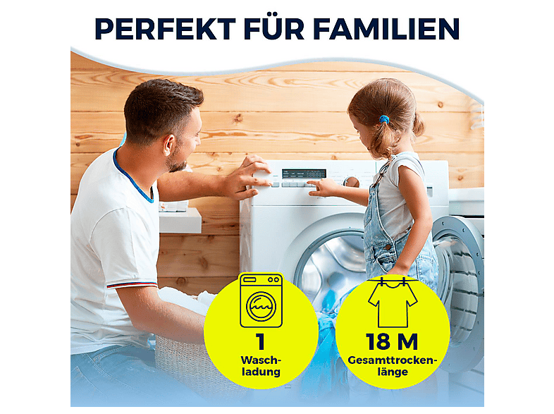 EASYmaxx 16443 Wäscheständer mit Kleiderstange, 18m