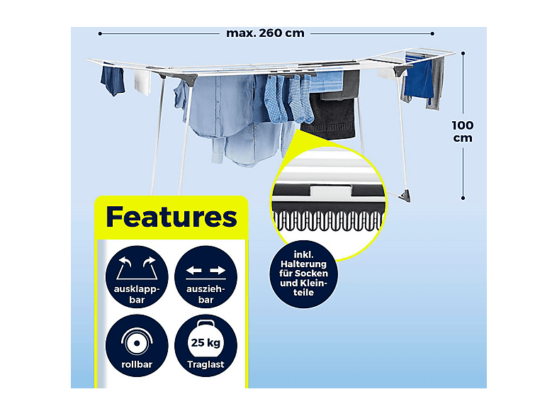 EASYmaxx 13224 Wäscheständer XXL Ausziehbar, 25m — Foto 4 von 5