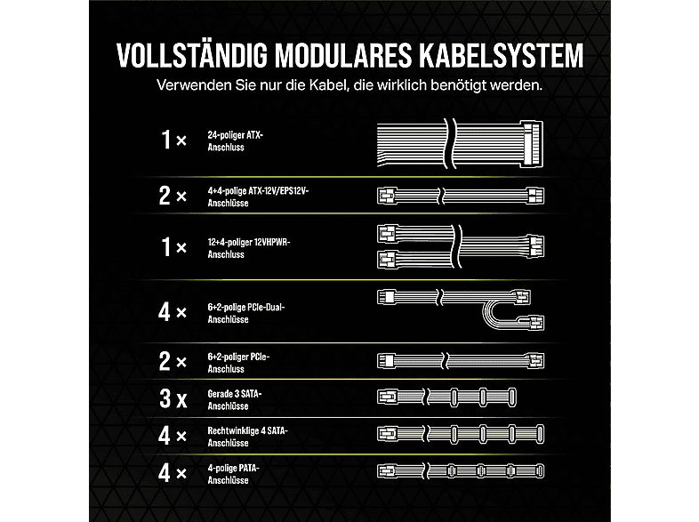 Thumbnail - CORSAIR CP-9020258-EU RM1200e vollständig, modulares PC Netzteil 1200 Watt