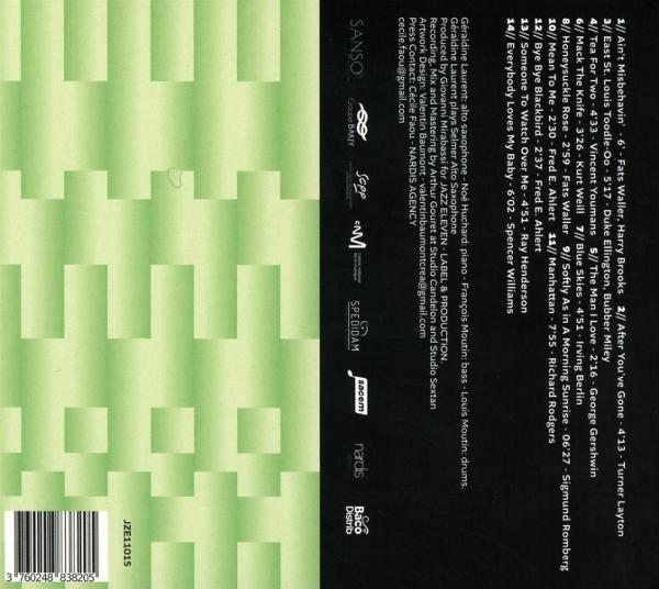 CD-Rückseite mit Songliste, Künstlern und Logos auf grünem Hintergrund.