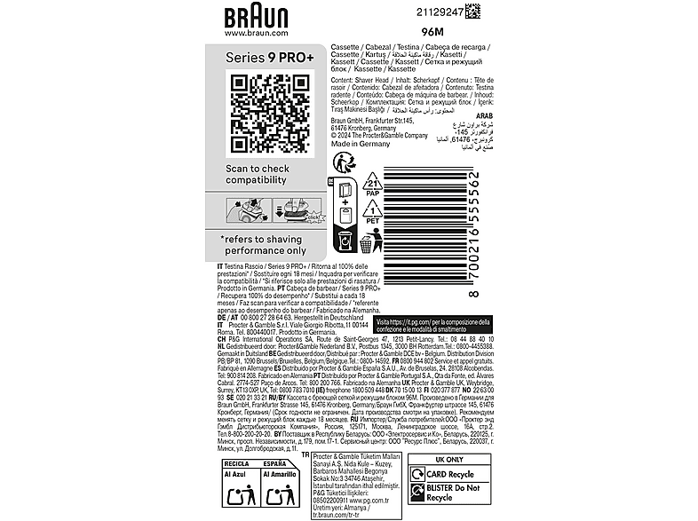 Braun Scherkopf 96M (passend für Serie 9 Rasierer); Elektrorasierer Scherkopf — Foto 2 von 2