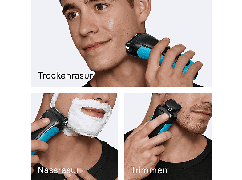Braun 3010BT Rasierer (Akkubetrieb, Blau, Vibrierende Scherfolien) — Foto 4 von 5