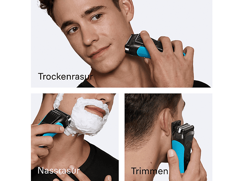 Braun 3040s Rasierer (Akkubetrieb, Blau, Vibrierende Scherfolien) — Foto 4 von 5