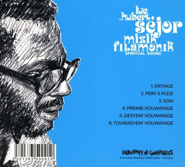 Albumcover mit Bleistiftzeichnung eines Mannes und Titel: Luc Hubert Sejor Mizik Filamonik