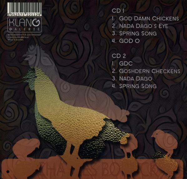 CD-Cover mit Hühner-Silhouetten, Songliste: CD 1 & CD 2.