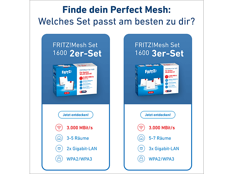AVM FRITZ!Mesh Set 1600 3er-Set, WLAN Mesh-System 3000 Mbit/s — Foto 4 von 5