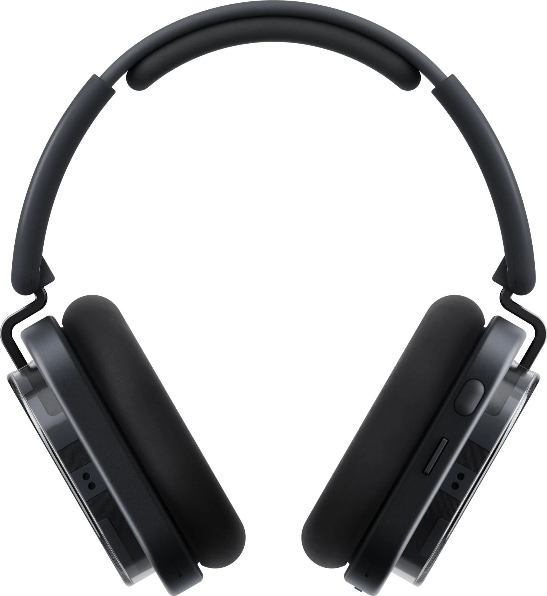 Casque noir avec bandeau et écouteurs rembourrés. Les écouteurs sont rectangulaires avec des boutons latéraux.