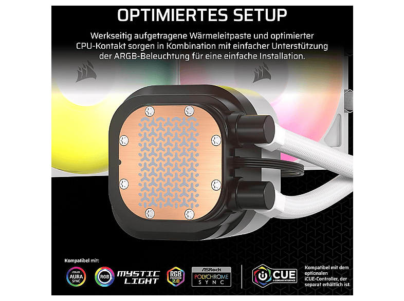 Thumbnail - CORSAIR CW-9060094-WW NAUTILUS 240 RS ARGB CPU Wasserkühler, Weiß
