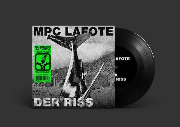 Albumcover mit Walillustration, Vinyl-Schallplatte rechts und deutschem Text.