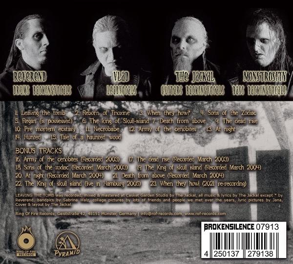 Albumcover mit vier Bandmitgliedern. Text enthält Bandnamen, Titelliste und Logo. Barcode und Angaben zum Label unten.