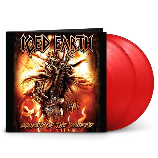 Albumcover mit einem Gitarre spielenden Skelett, Flammen und roten Schallplatten. Der Albumtitel lautet 'Wacken of the Wicked'.