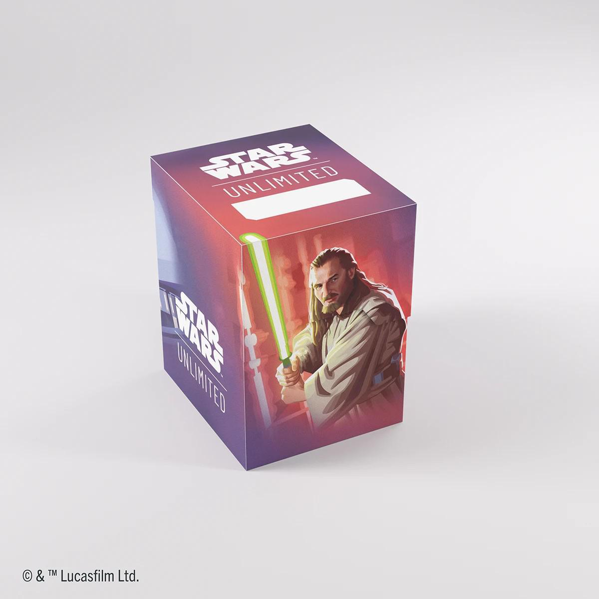 Würfel mit Star Wars Unlimited-Kunst. Qui-Gon Jinn mit grünem Lichtschwert. Text lautet Star Wars Unlimited.