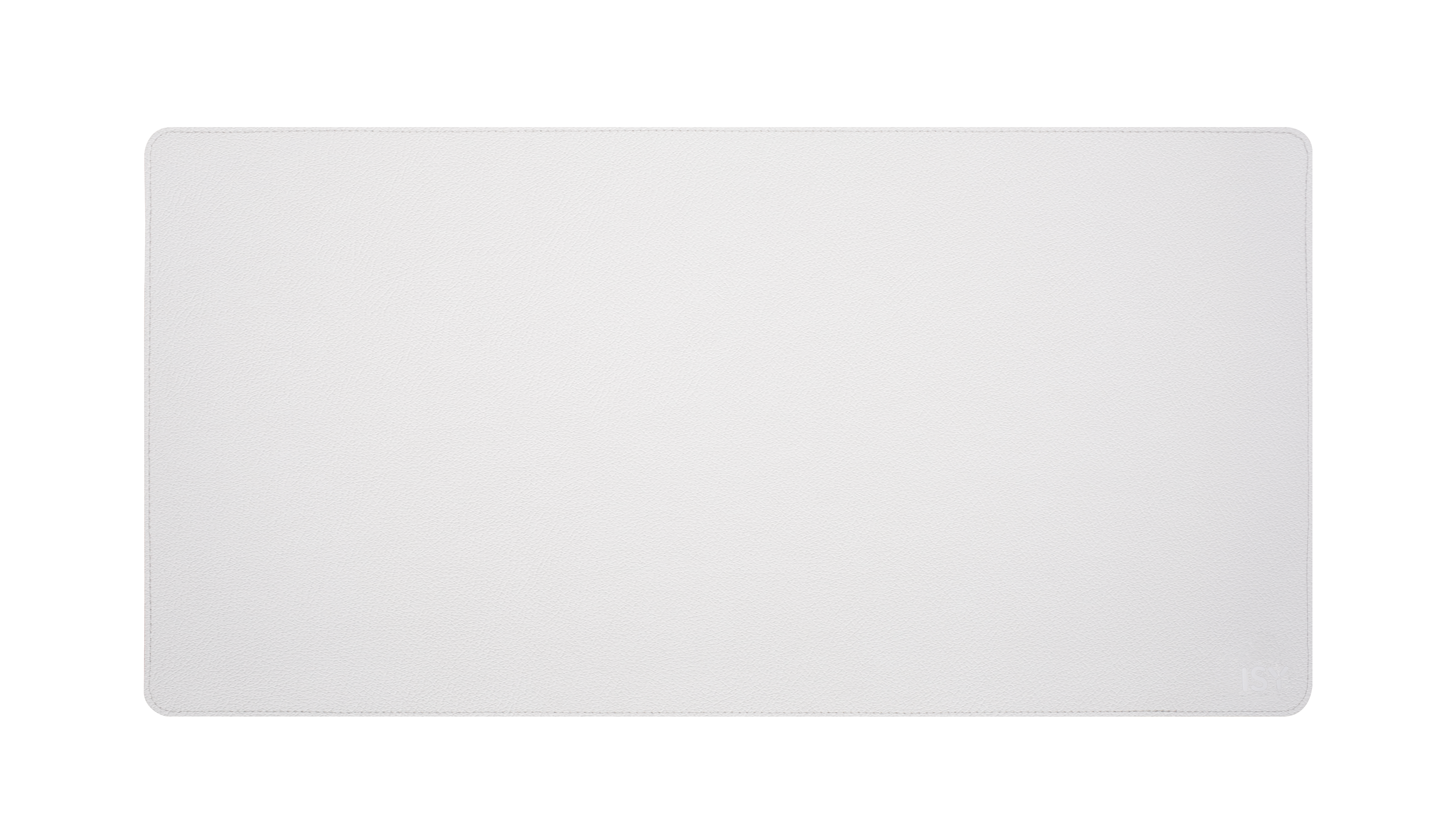 Ein weißes rechteckiges Mauspadd. Es hat abgerundete Ecken und eine subtile strukturierte Oberfläche. Der Hintergrund ist weiß.
