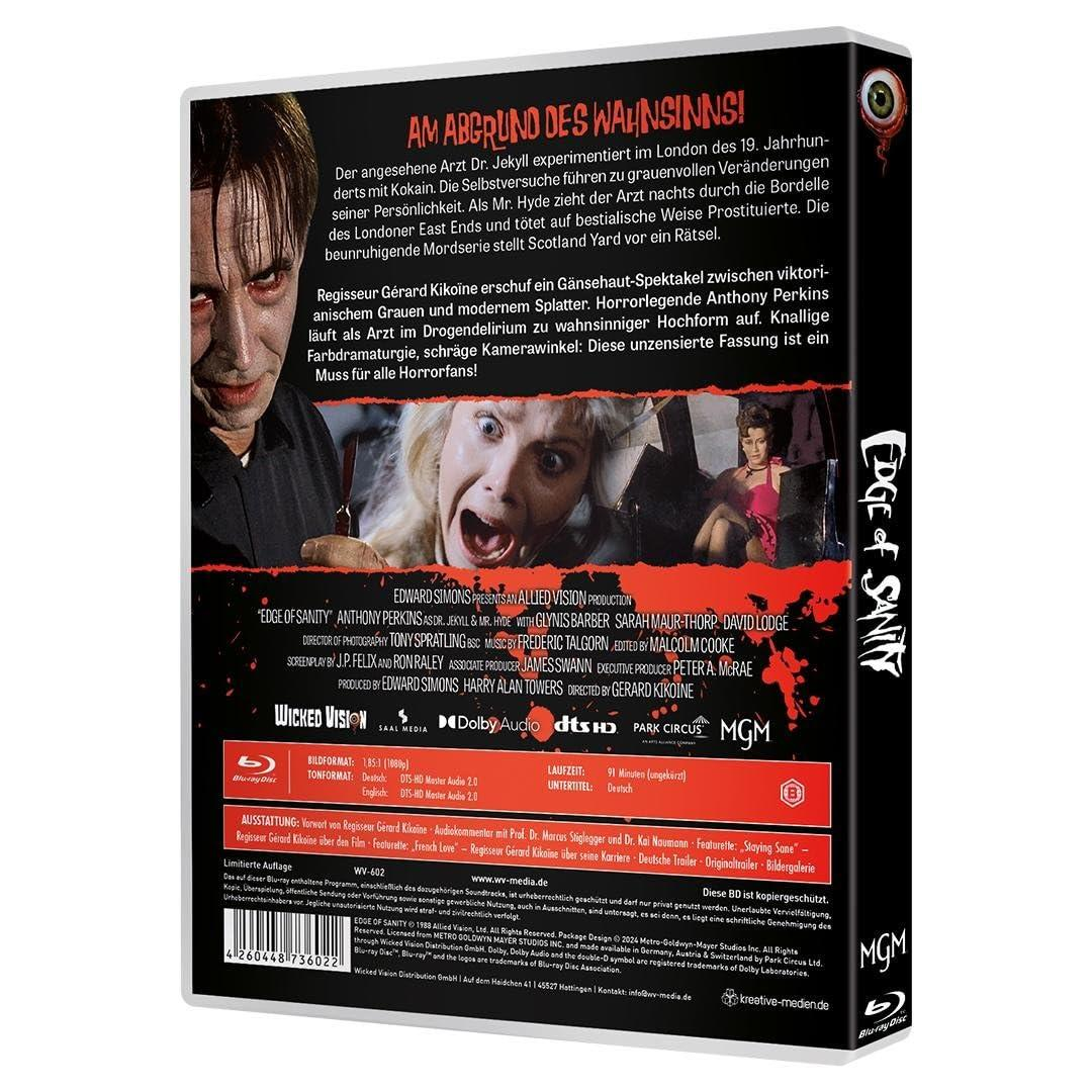 Filmcover mit Anthony Perkins. Deutscher Text: 'Edge of Sanity'. Blu-ray-Disc mit weiteren Details.