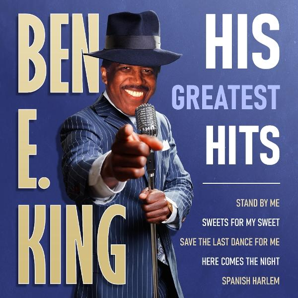 Ben E. King Albumcover. Er trägt einen Anzug und Hut und zeigt mit dem Finger. Text lautet 'His Greatest Hits' mit Songtiteln.