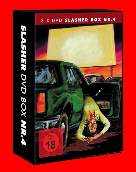 DVD-Box-Cover: Ein grünes Auto mit einer blutverschmierten Person, die heraushängt. Im Hintergrund ein Schild.